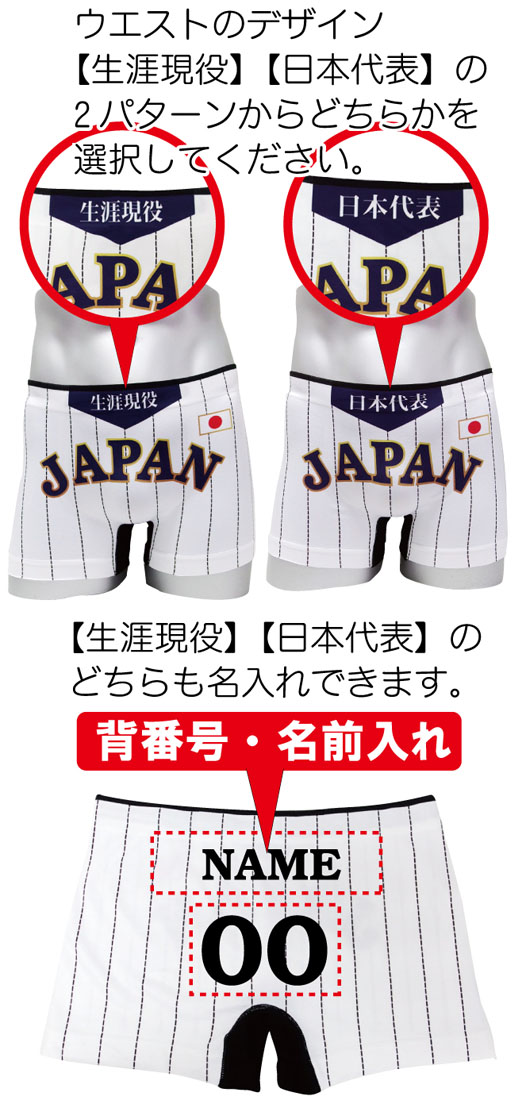野球日本代表パンツ名入れ説明１